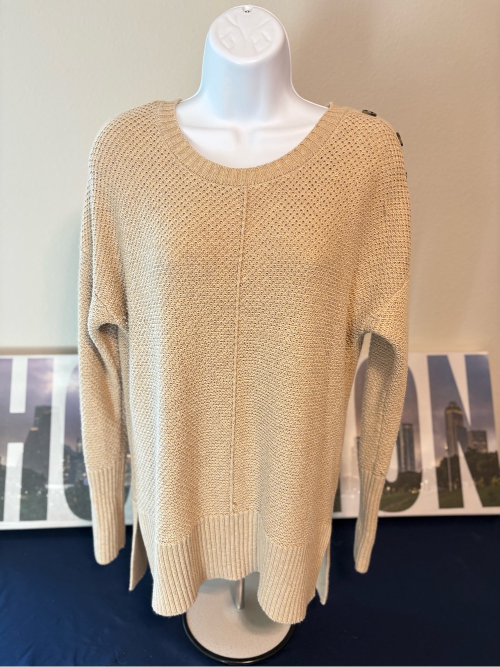 Rachel Zoe Light Beige Crewneck Knit Sweater